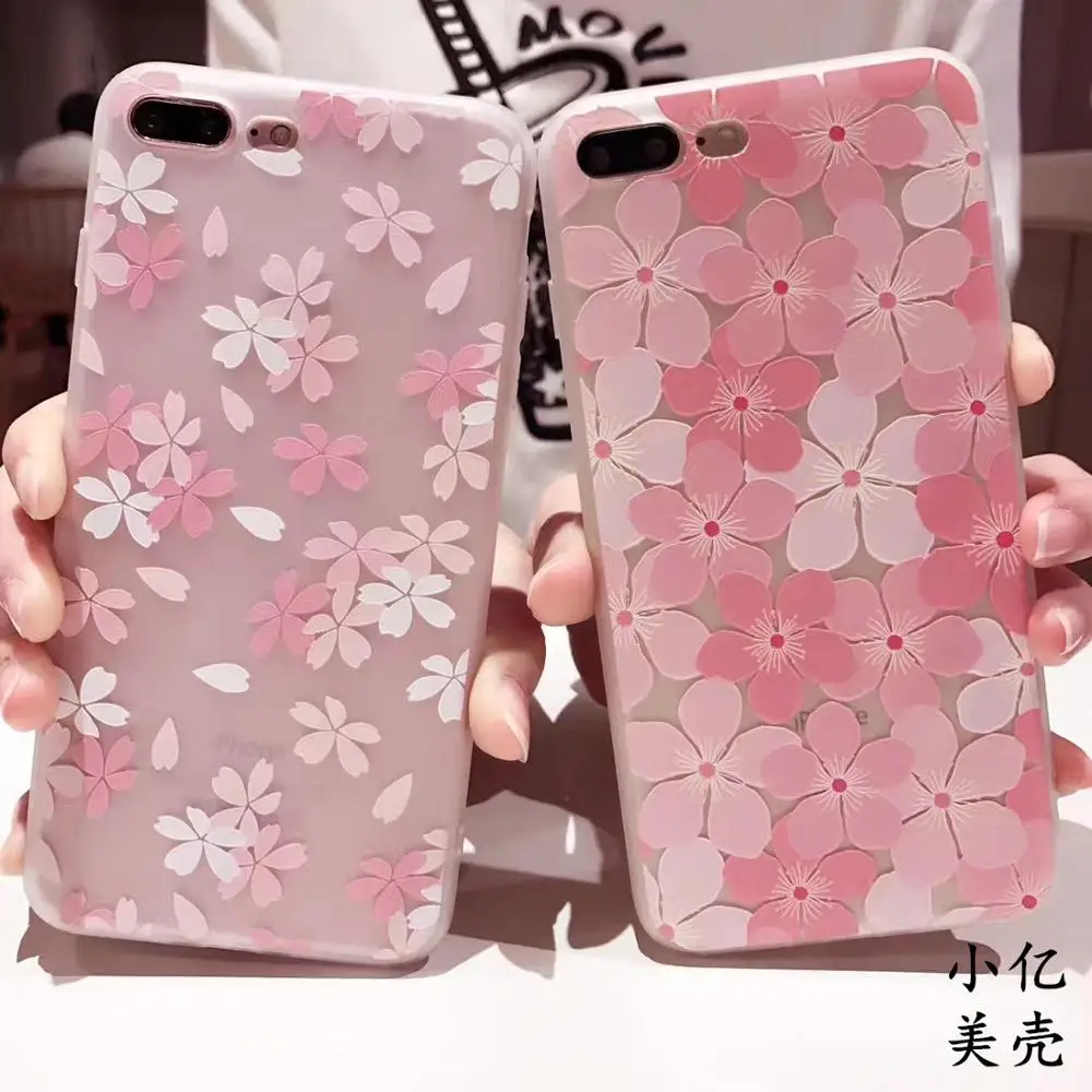

Peach Cherry Blossom Flowers Phone Case iPhone X XS XR XS Max 8 7 6 6S Plus Anti-fall Case For Soft Case Clear Protection Cover