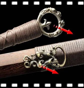 

8 Side Folded Pattern Steel Hand Forging Blade Sharp Chinese Full Tang Han Dynasty Pear wood (Hard wood) Saya Battle Sword Jian