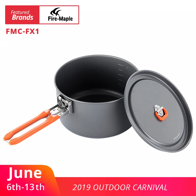 

Fire-Maple Feast Jupiter Cookware 1.5L Portable Pot Outdoor Camping Kettle Picnic Cookware Fire 258g FMC-FX1