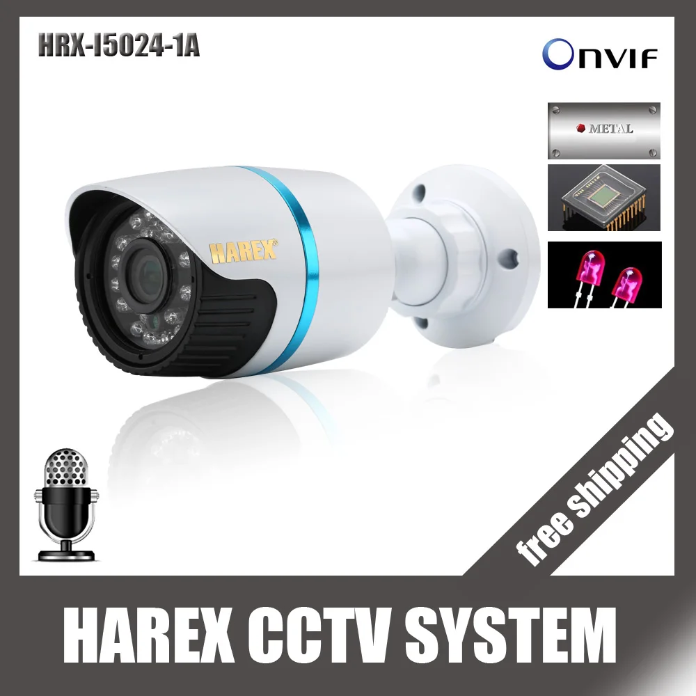  720P 1MP Audio with microphone Waterproof Outdoor IR CUT Night Vision Plug and Play Mini Bullet IP ONVIF Camera, free shipping 