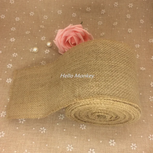 

10cm*10M Natural Jute Burlap Ribbon rustic wedding decor wedding supplies decoration mariage decoracion vintage