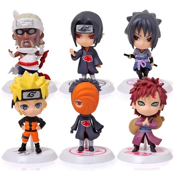 

6pcs Anime Naruto Figure Q Version Naruto itachi Sasuke Obito Gaara Killer PVC Action Figures Toys Collectible Model Toy Doll