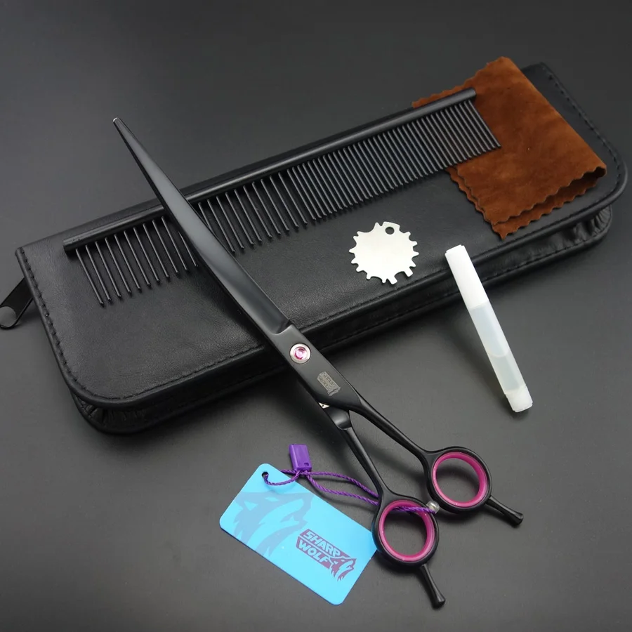 

8.0 inch"SHARP WOLF"Professional PET Dog GROOMING SCISSORS Curved Shears+steel comb 440C K570