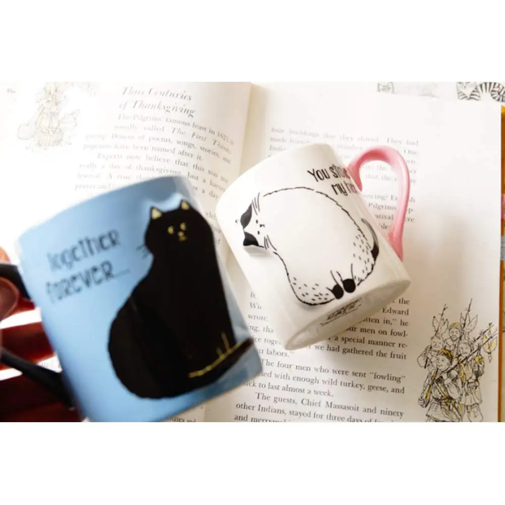 

2PCS Hot Sale Mobile Phone Holder Animal Ceramics Mugs Coffee Milk Tea Cup Cute Cat Mug Couple cups Drink are For Children