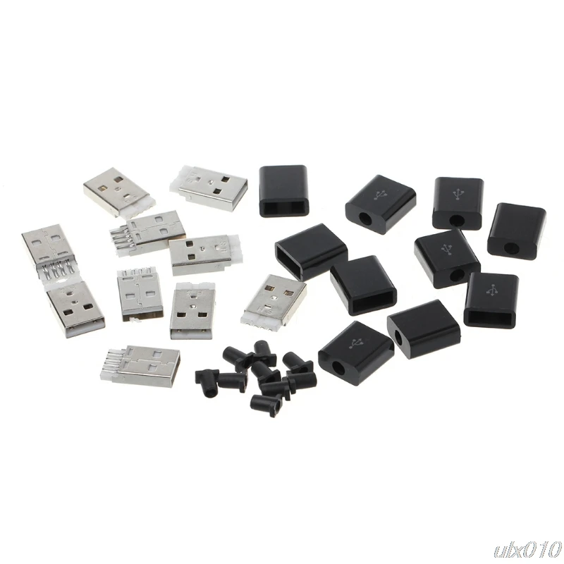 

10Pcs/Set DIY USB 2.0 Type A Male 4P Adapter Connector Plug Socket with Plastic Shell S08 Wholesale&DropShip
