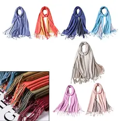 2018 зимний шарф модные однотонные мягкие Для женщин кашемировые шарфы пашмины шали и палантины бандана женский Шарф с кистями