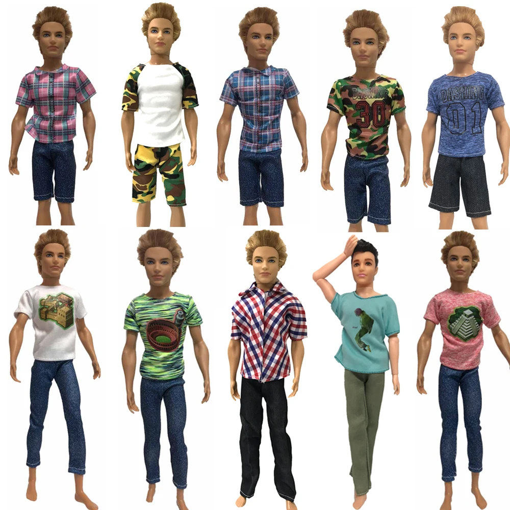 

NK 2 Pcs/Set Prince Ken Doll Clothes Fashion Suit Cool Outfit For Barbie Boy KEN Doll Best Children's Presents Gift JJ