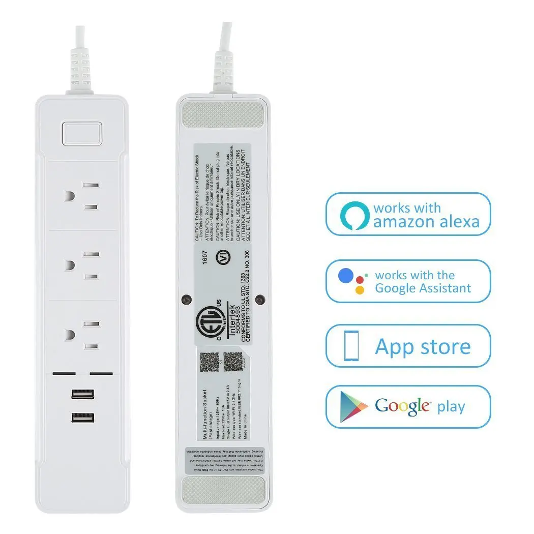 WiFi Smart power Strip US Plug Удлинитель сетевой фильтр Защита от перенапряжения Розетка с USB совместима с Alexa Google Home