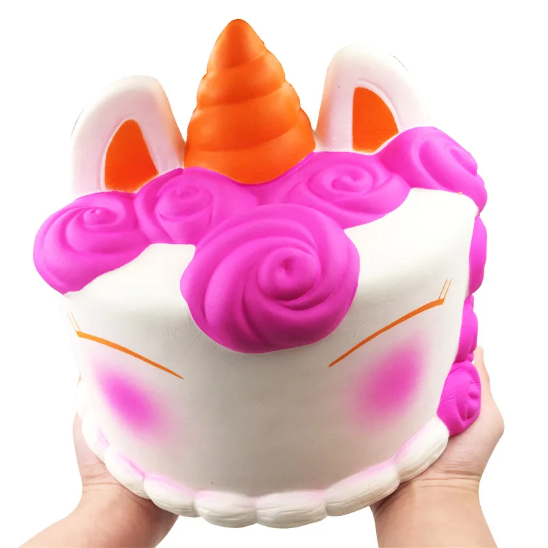 Кавайный мягкий большой размеры гигантский Squishi пиццы мороженое печенье вафельный торт животного еда снятие стресса мяч игрушка в подарок - Цвет: pink unicorn cake