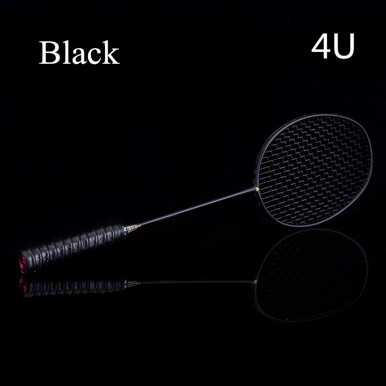 Профессиональная ракетка для бадминтона LOKI из углеродного волокна, супер светильник, ракетка для бадминтона 4U 6U 72 г со шнуром 25-27 фунтов для взрослых детей - Цвет: 4U black