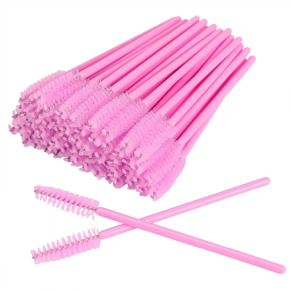 1000pcs/lot Disposable Eyelash Brush Mascara Applicator Pink Eyebrow