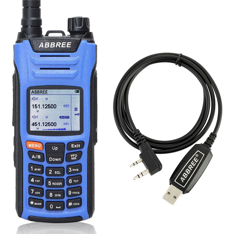 ABBREE AR-F6 6 полос рация двойной дисплей 999CH VOX DTMF SOS сканирование секундомер функциональный ЖК-дисплей цветной дисплей радио ветчины - Цвет: add usb cable
