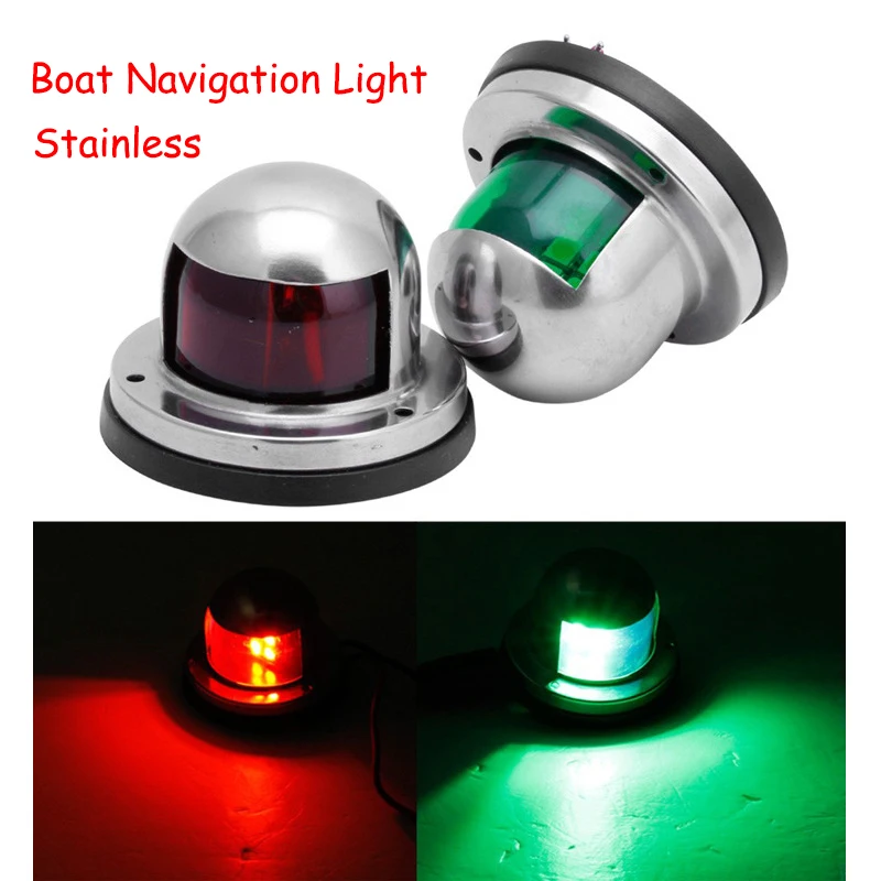 

1 Pair 316 Stainless Steel Boat Navigation Lights 12V LED Red Green Waterproof Boat Sailing Signal Light Yacht Accessories