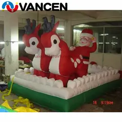 Привлекательные праздничные украшения игрушки deerlet автомобиль надувной Санта с трактором рекламный надувной Рождественская игрушка из
