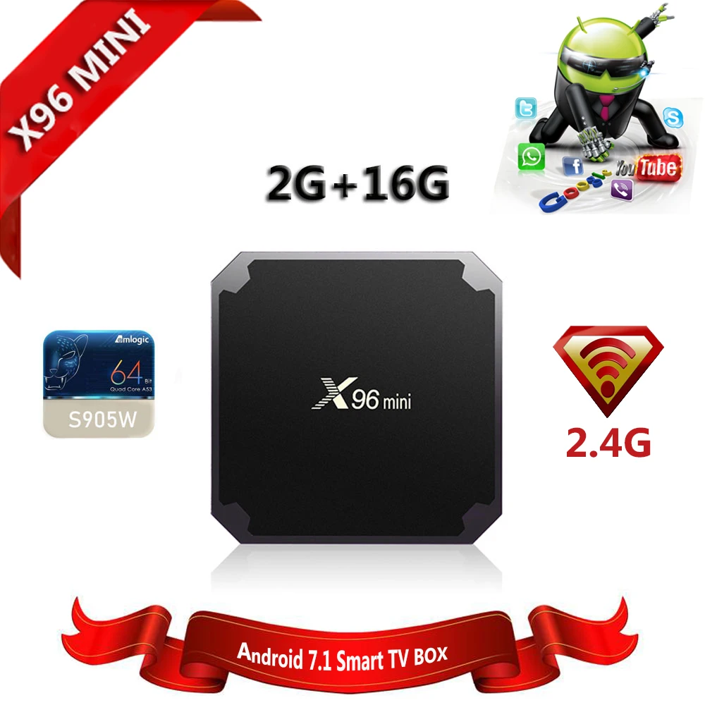 

X96 MINI Android 7.1 SMart TV BOX amlogic S905W Quad Core 1g/2g ram 8g/16g rom 2.4g wifi 4k HD media player box x96mini