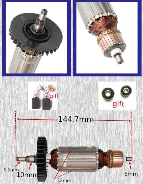 Роторный якорь для MAKITA сменный роторный ротора 100 9523NB 9524NB 9525NB 517303-0 518835-0 |