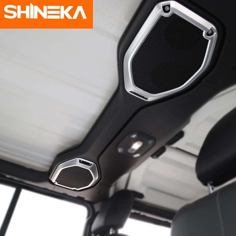 

SHINEKA Interior Mouldings for Jeep Wrangler jl 2019 Roof Speaker Deceration Ring ABS Car Sticker for Jeep Wrangler jl 2018+