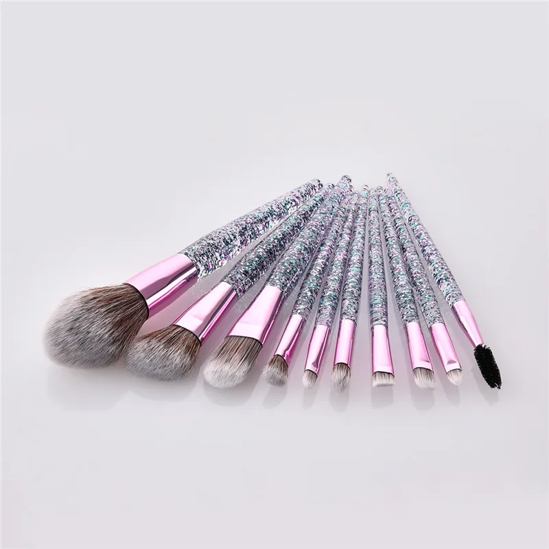 10Pcs/Set Makeup brushes set Women Foundation Powder Eye Shadow Brush Cosmetic Tools Sequins Quicksand Handle T10129 | Красота и