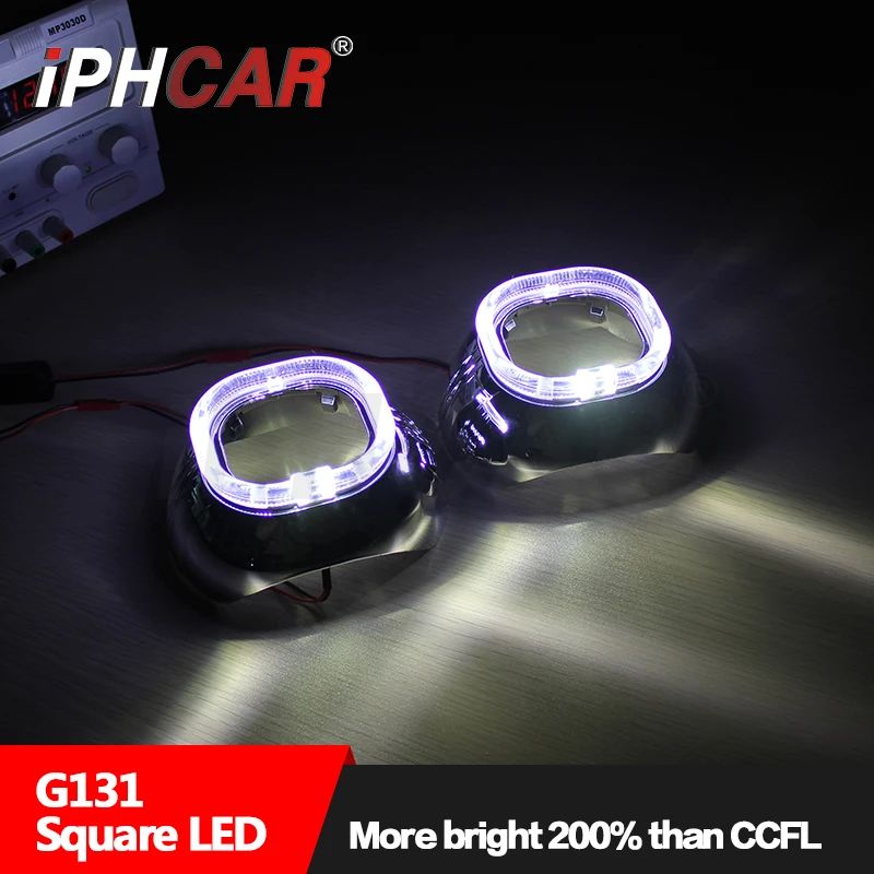 

Free Shipping IPHCAR Car Styling Auto Part 3.0" Bi-xenon LED Ring Angel Eyes Projector Lens Shroud for Headlights Retrofit