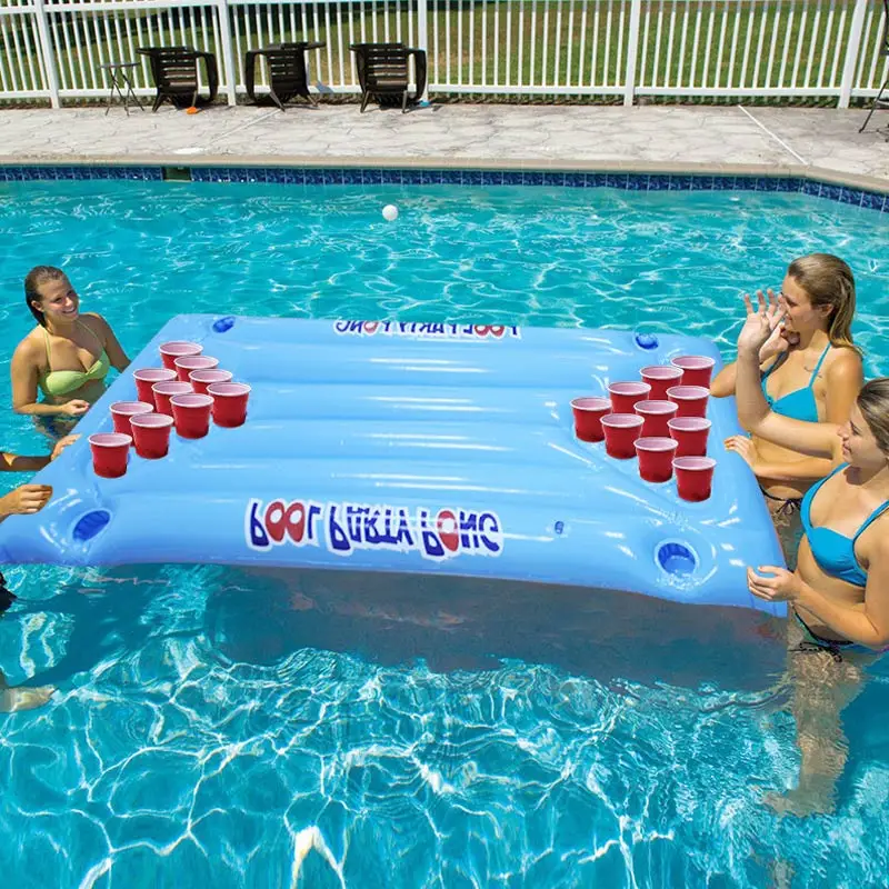 

PVC Inflatable Beer Pong Table Mattress Lounge Pool Float 24 Cup Holder for Summer Dropshipping FAS