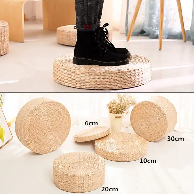 40cm Tatami Cushion Seat Mat Handmade Round Straw Woven Floor Yoga Tea Chairs