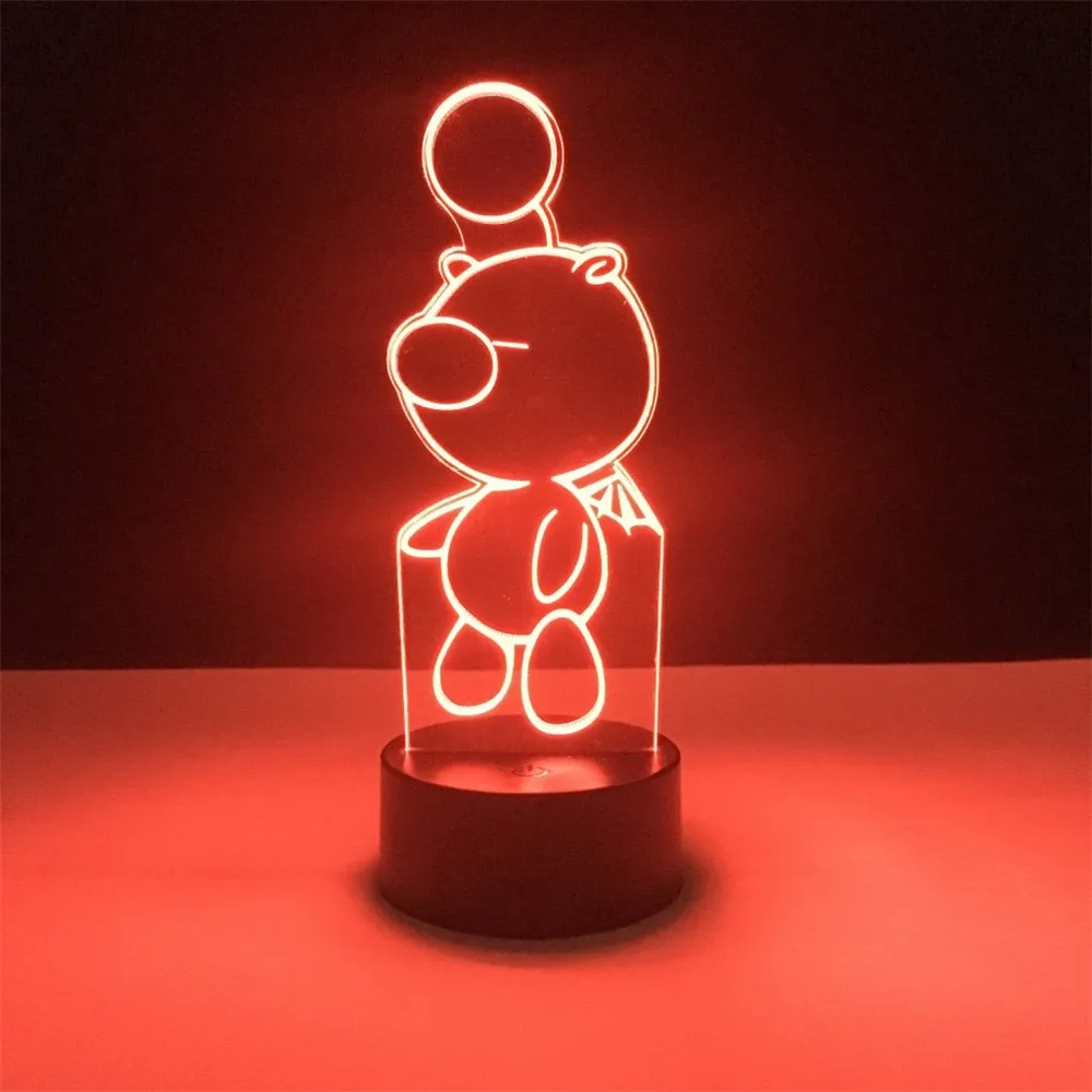 Lampara Final Fantasy Moogle Night Light Color Changing 3d Led Lamp Decor Home Decoration Lighting Lampa Kids Gift Children