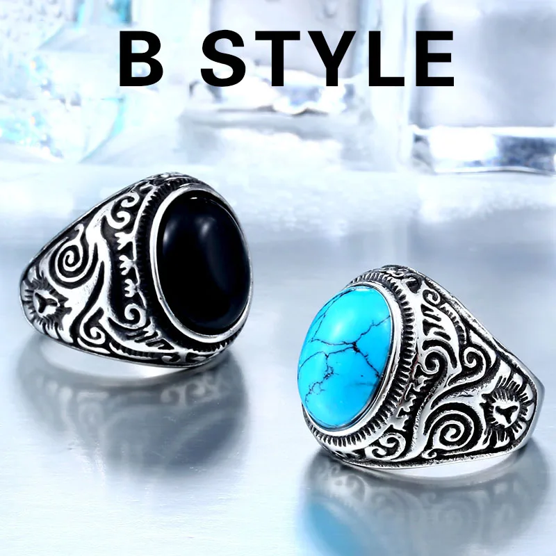 Beier 316L Stainless Steel Natural Oval Opal Green Stone Ring Vintage Nobel Palace Product For Woman Man LR633 - Image 5
