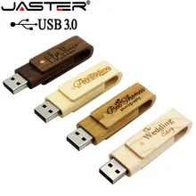 JASTER USB 3,0 лазерная гравировка логотип на заказ Деревянный вращающийся usb флеш-накопитель перевернуть флешки 64 ГБ 16 ГБ 32 ГБ карта памяти