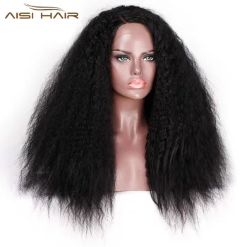

I's a wig 26 Inch Long Afro Kinky Curly Wig Natural Synthetic Lace Front Wig For Women Black Fluffy Wigs Heat Resistant Fiber