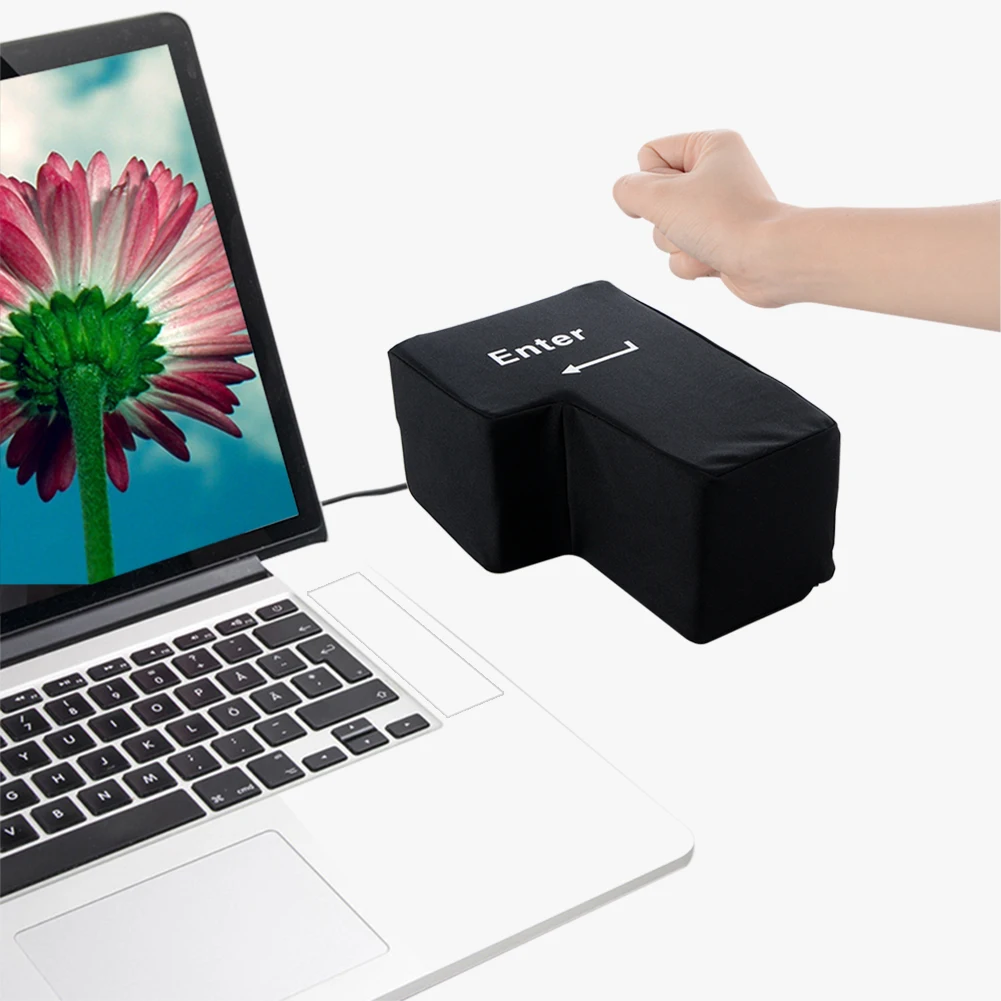 

Creative Hand Pillows USB Big Enter Key Computer Large Enter Key Any Vent Pillows Button Desktop Pillow Creative Vent Enter Key
