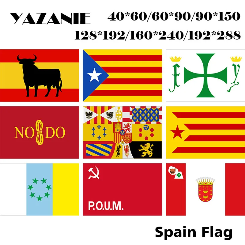 YAZANIE двухсторонний Испанский бык Христофор Коламбус Каталония каталонский Севилья Catalunya Королевский флаг 1761-1931 Канарские острова