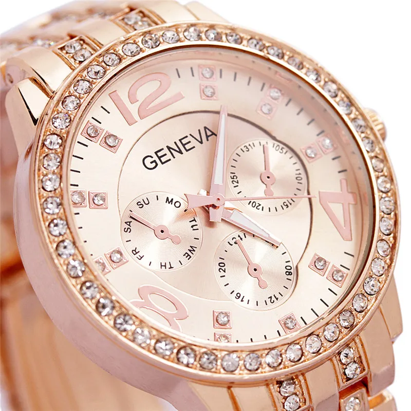 2017 Luxury Geneva Brand fashion gold casual font b watch b font font b women b