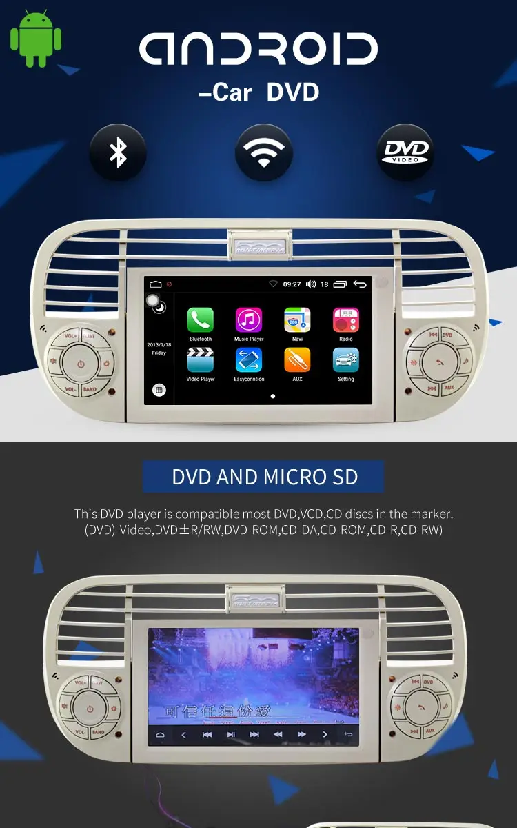Flash Deal LJHANG Android 8.0 Car DVD Player 1 din for Fiat 500 Abarth 2007-2015 Mirror-link stereo headunit RDS Automotive GPS Navi Audio 1