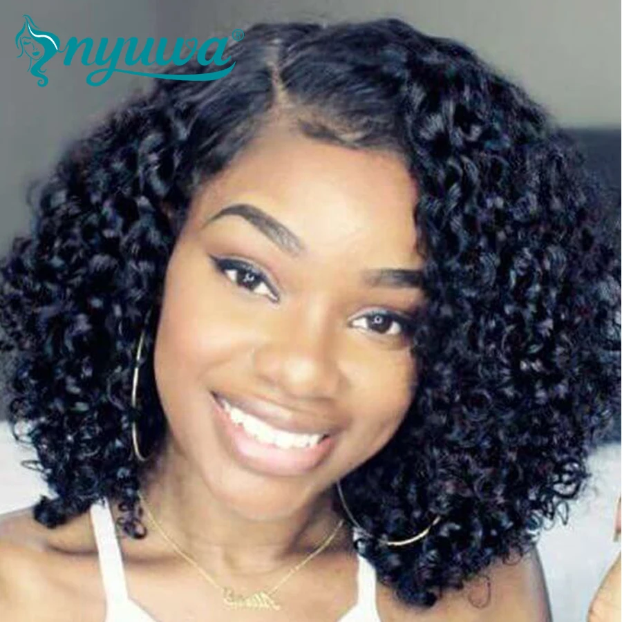 spesifikasi Nyuwa Pendek 13X6 Renda Depan Rambut Manusia Wig Digunakan Dipetik dengan Bayi Rambut Keriting Brasil Remy Rambut Lace depan Bob Wig 10 \