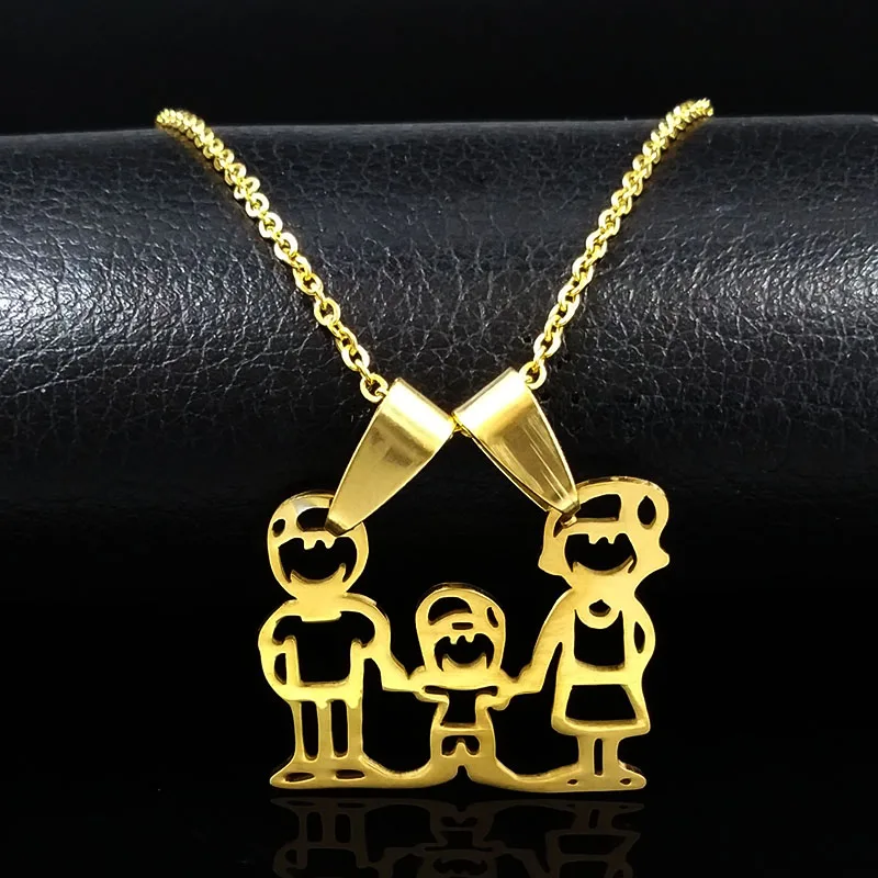 

10 PCS Family Necklace Stainless Steel Necklace Gold Color Mom Dad Boy Necklaces Jewelry For Women Kids Members Gifts W176261