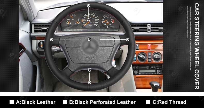 Черная искусственная кожа рулевого колеса автомобиля крышки для Mercedes Benz e-класс W210 E 200 240 280 320 1995-2002 W140 S320 350 420