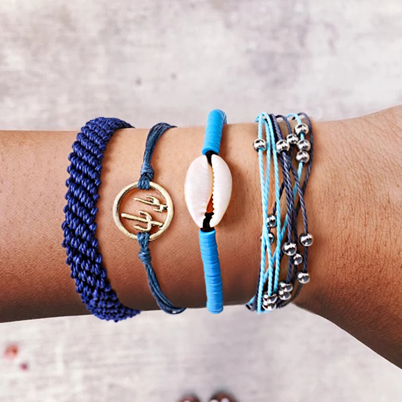 Mix Colour Handmade Woven Braid Bracelet Round Bead Shell Cactus Friendship for Women 2358 | Украшения и аксессуары