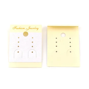 

DoreenBeads PVC Jewelry Earrings Display Card Rectangle White Beige Pink Golden Color 50mm(2") x 37mm(1 4/8"), 50 Sheets