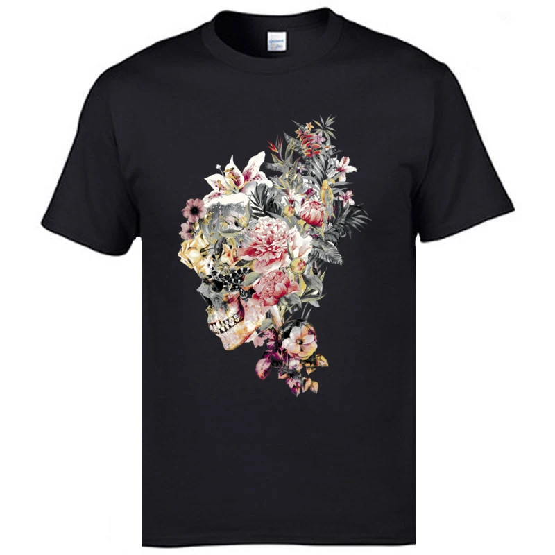 SKULL XII Casual T-shirts for Men 100% Cotton Summer Tops Shirts Casual T-shirts Short Sleeve Discount O Neck Wholesale SKULL XII black