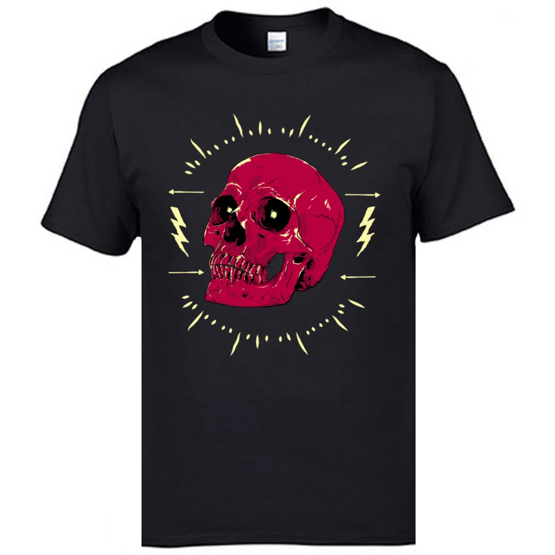 Family RockRoll Skull Men Top T-shirts 2018 Discount Summer Short Sleeve O Neck Pure Cotton Tops Tees cosie T-shirts RockRoll Skull black