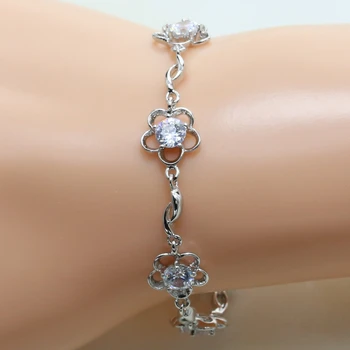 

Otogo Transing 6A fashion 20cm Silver Color package inserts white cubic zirconia lobster style Women Charm Jewelry Bracelet