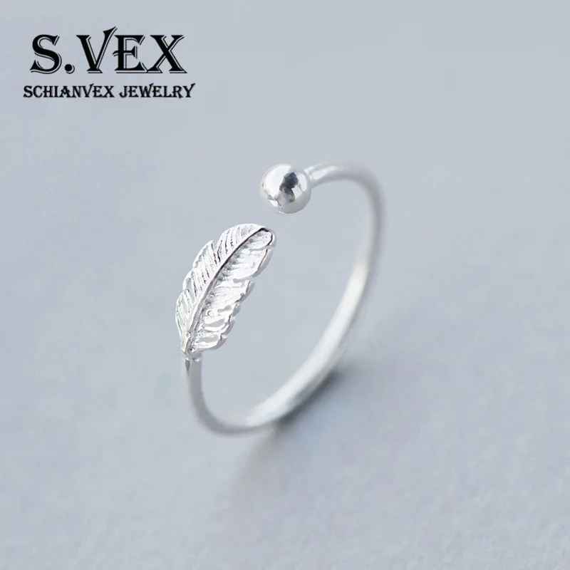 S. VEX 100% 925 стерлингового Серебряные кольца для Для женщин листья Дизайн Винтаж