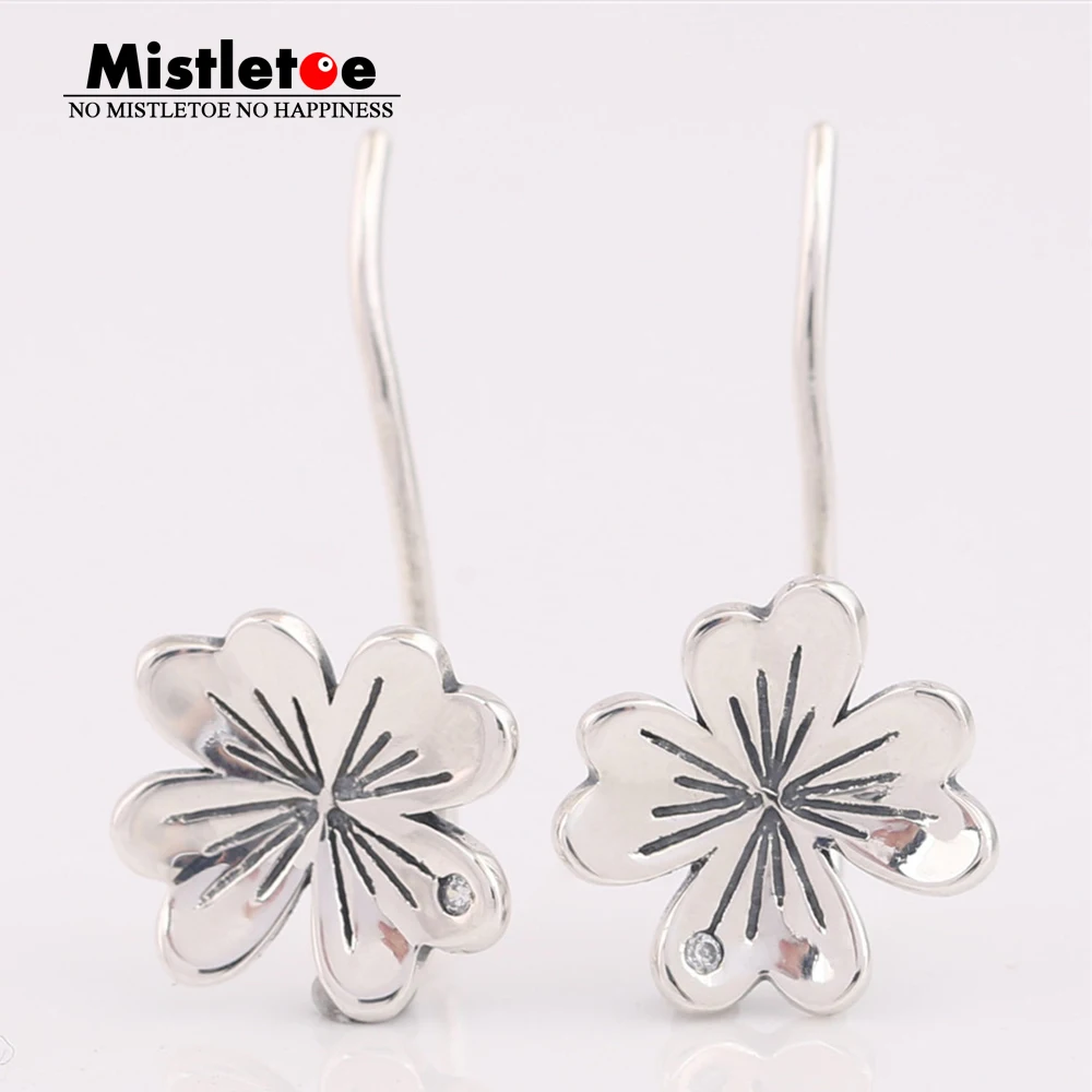 Аутентичные 925 пробы серебро Lucky Four-Leaf серьги в виде клевера европейские украшения