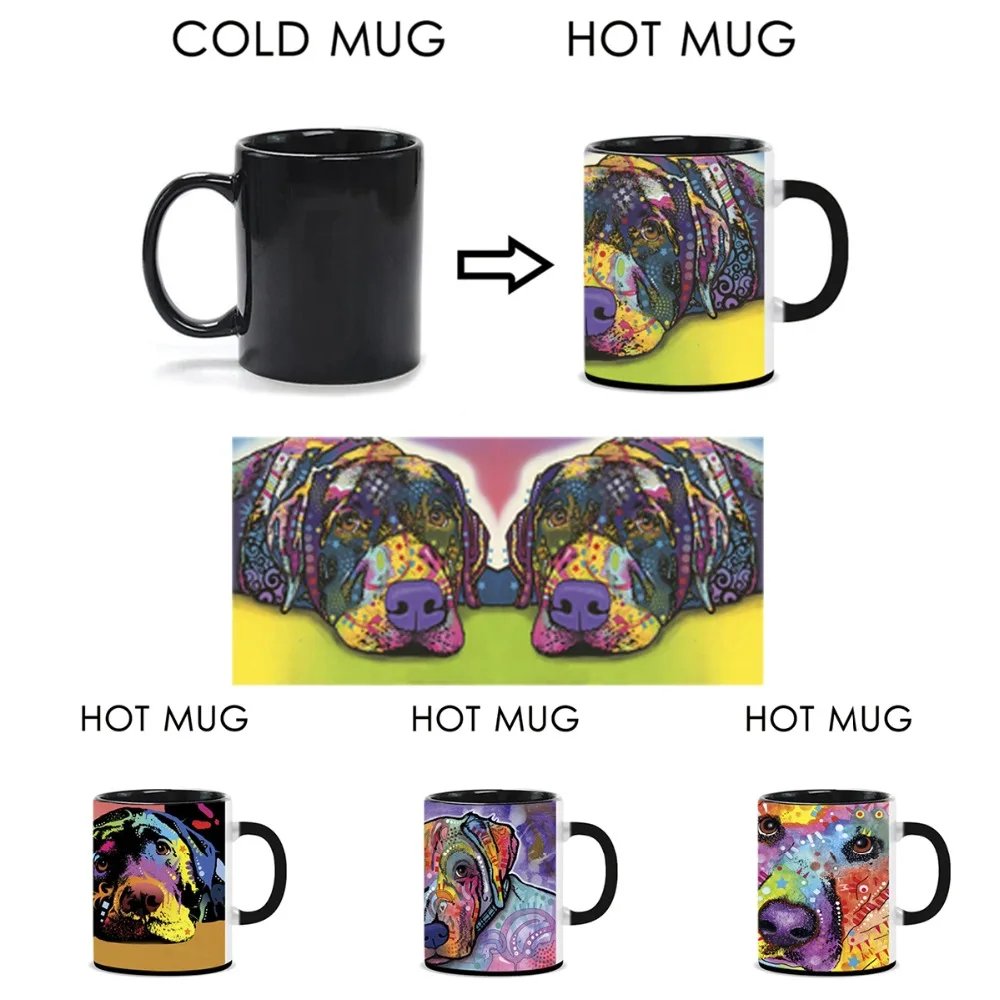 Custom Funny Magic Tea Coffee Mug Cute Labrador Dog Heat Activated Mugs ...