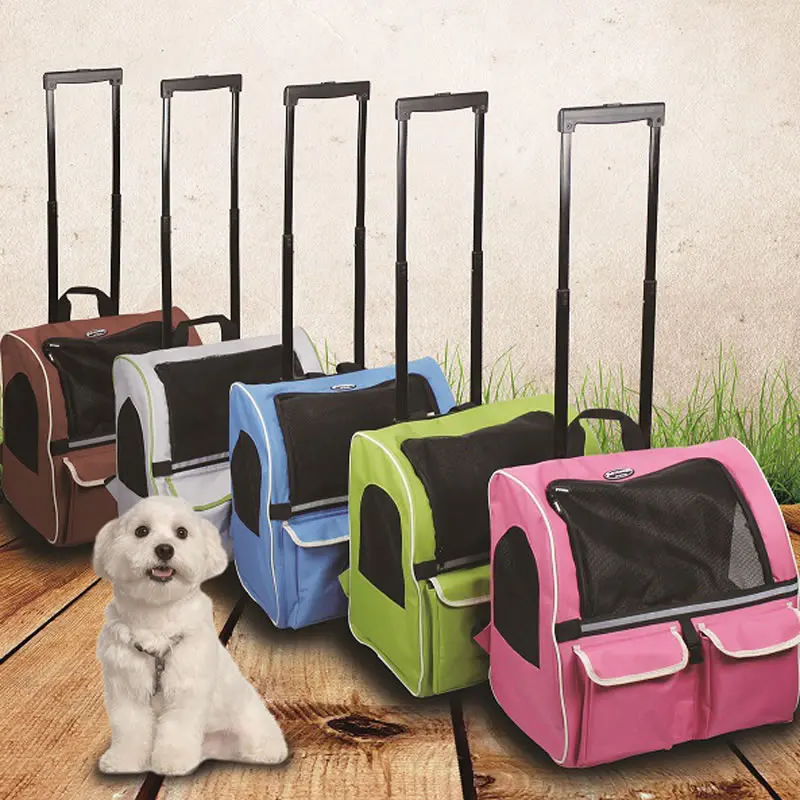 PetCatCarrierBreathablePackTransportPullRodBoxDogBagBackpack