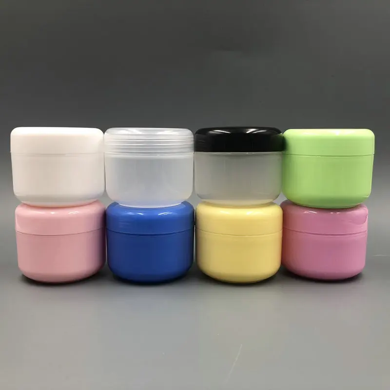 10 шт. 50 мл 50 г PP пластиковые белые цветные баночки для лица, маленькие пустые косметические контейнеры для пудры, косметический образец горшки - Цвет: mixed colors