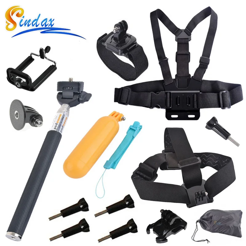 Sindax for Gopro Monopod Mount Adapter+Chest Belt+Head Strap+Wrist