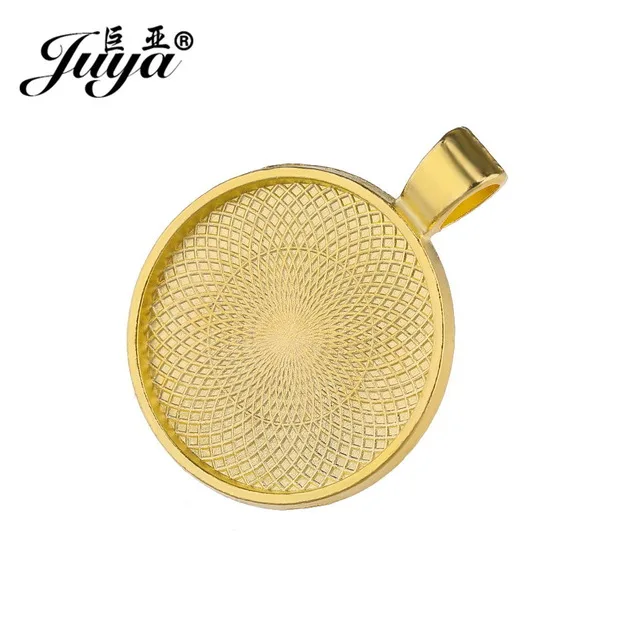 JUYA 10 шт. разноцветные 25 мм ожерелье кулон оправа для кабошона, камеи Базовая пустая основа подходит 25 мм Кабошоны Ювелирных изделий - Цвет: Gold