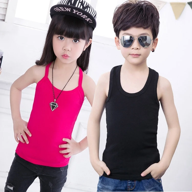 2018 Baby Tops Children Vest Boys Girls Summer T Shirts Sleeveless Tank Camisoles Solid Toddler Tees T-Shirt Size 90-160
