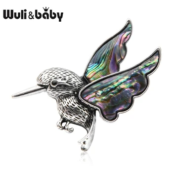 

Wuli&baby Humming Bird Women Brooch Pin Natural Abalone Shell Gift Fashion Jewelry Bouquet Gift